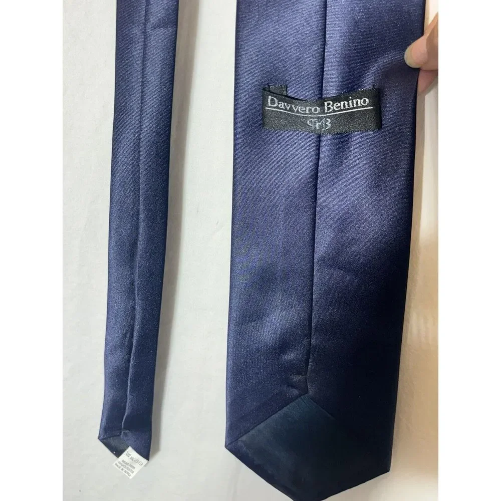 Davvero Benino‎ Italy Mode Men's Tie Standard Navy 100% Polyester BB2